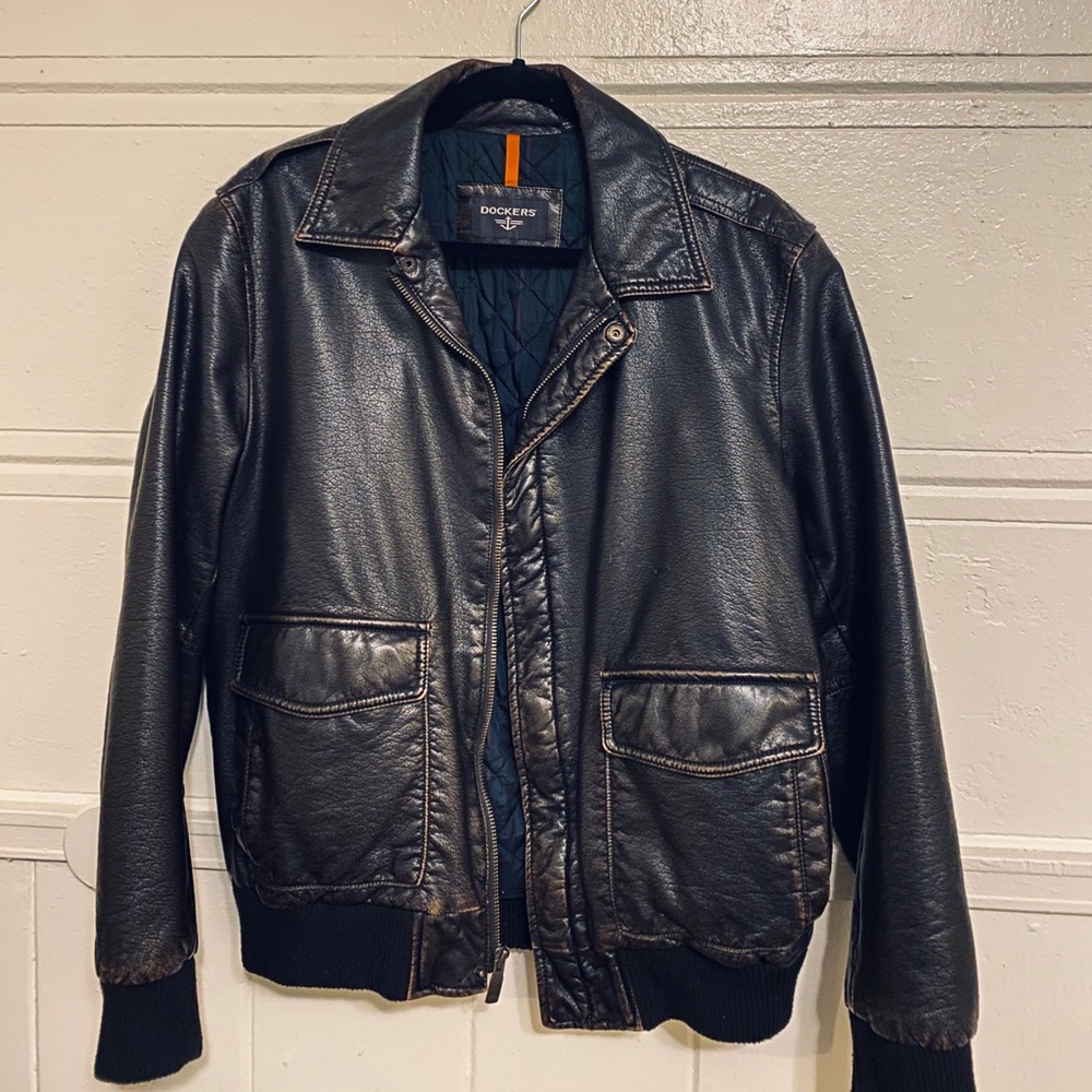 Brown leather jacket